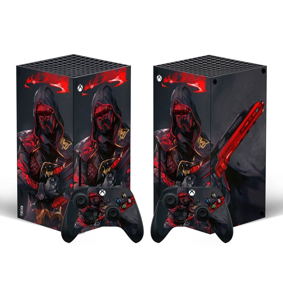 Xbox Series X Skin Red Gun Gaming Sticker Decal Vinyl Wrap for Console-image