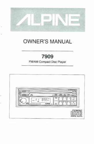 Alpine 7909L Service Manual  + Owner's Manual + QRB - Imagen 1 de 2