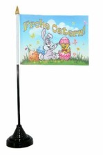 Fahne / Tischflagge Frohe Ostern Küken Ei 10 x 15 cm Tischfahne Flagge