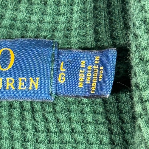 Polo Ralph Lauren Hoodie Herren L Grün Waffelstrick Thermo Blau Pony Gorpcore - Bild 7 von 13