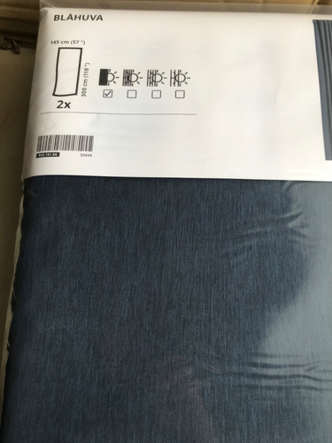 IKEA BLAUVA dunkelblau Verdunkelungsvorhänge PAAR 145x300cm Tropfen LANG Kopfband - Bild 8 von 9