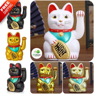 5inch Feng Shui Japanese Lucky Beckoning Cat Wealth Fortune Waving Kitty Statue