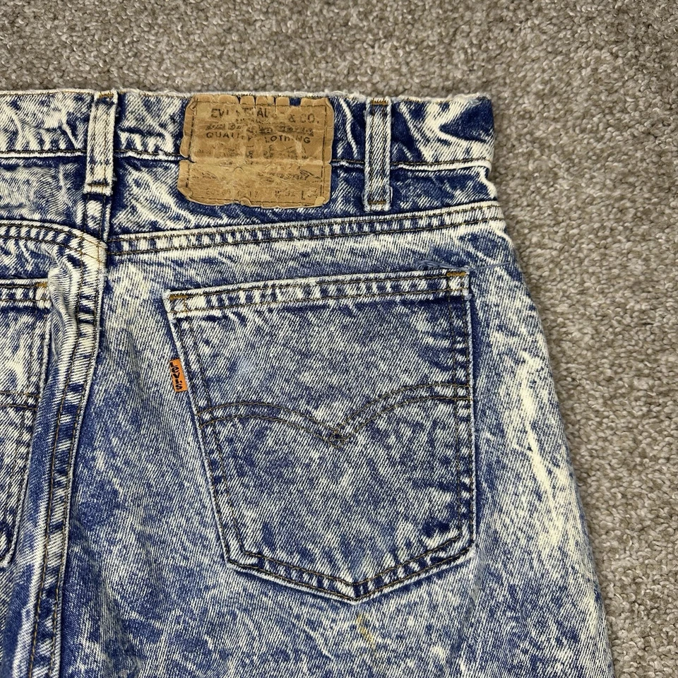Jeans vintage Levi's 513 para hombre 30x34 (etiqueta 31x34) lavado ácido denim EE. UU. pestaña naranja Foto 3 de 4