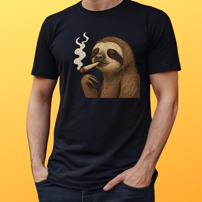 Herren T-Shirt Entspanntes Faultier Motiv Baumwolle Größe XS bis 5XL