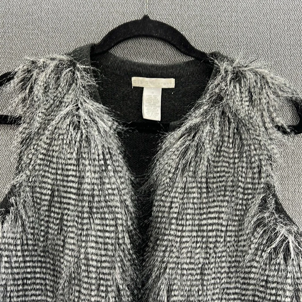 Chaleco para mujer Design History gris de piel sintética peludo frente abierto tejido trasero talla S Foto 2 de 4