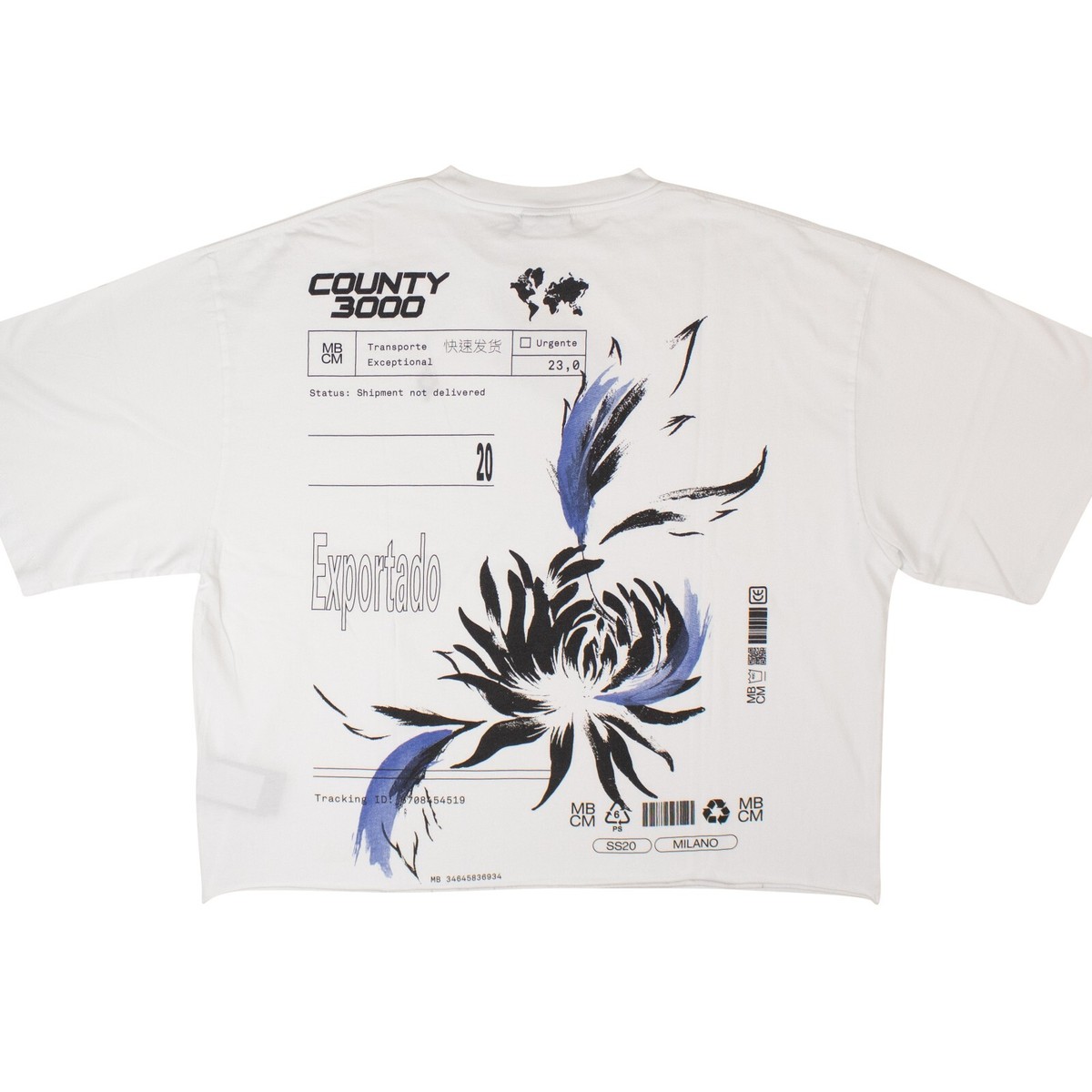 NWT MARCELO BURLON White Flower Shipping Over T-Shirt Size