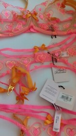 AGENT PROVOCATEUR PERDIA BRA 34C/D 36C/D/DD/E & 3 MEDIUM SUSPENDER & THONG BNWT