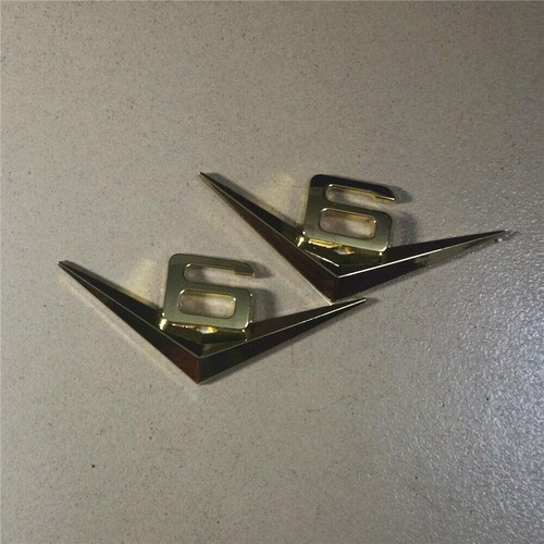 2pcs Car Auto Gold V6 Vintage Logo Chrome Trunk Metal Emblem Badge Decal Sticker - Picture 5 of 5