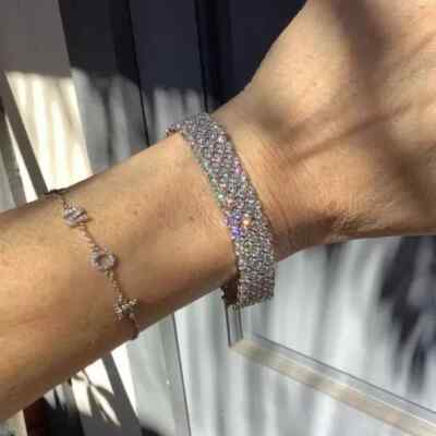 15Ct Round Lab Created Diamond 14k White Gold Plated Silver Bold Tennis Bracelet