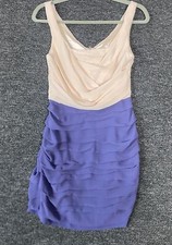 Express Tank Dress Women 2 Pink Purple Tiered Sleeveless Ruffle Silk Scoop Neck