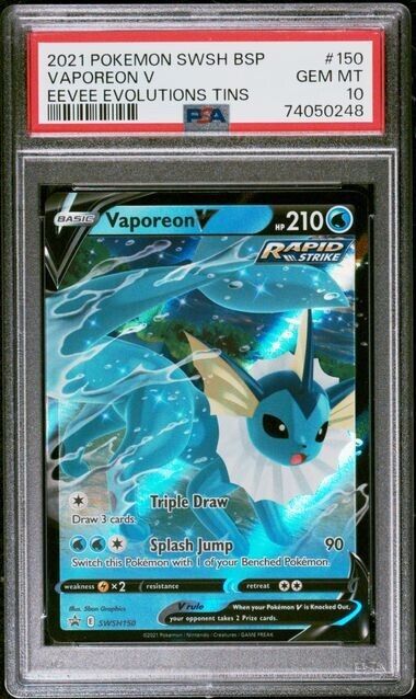 PSA 10 VAPOREON V SWSH150 Pokemon #150 Black Star Promo PSA 10 VAPOREON V SWSH150 Pokemon #150 Black Star Promo