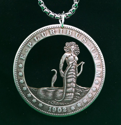 Cut Coin Necklace Medusa Greek God Gorgon Monster Snake Custom