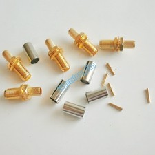 10X SMA female plug pin bulkhead crimp for RG58 RG142 LMR195 RF Coax Connector