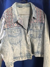 Vin 80s Stefano Int Acid Wash Denim Jacket Pink Fringe Sz 2xl Rare Pink Design
