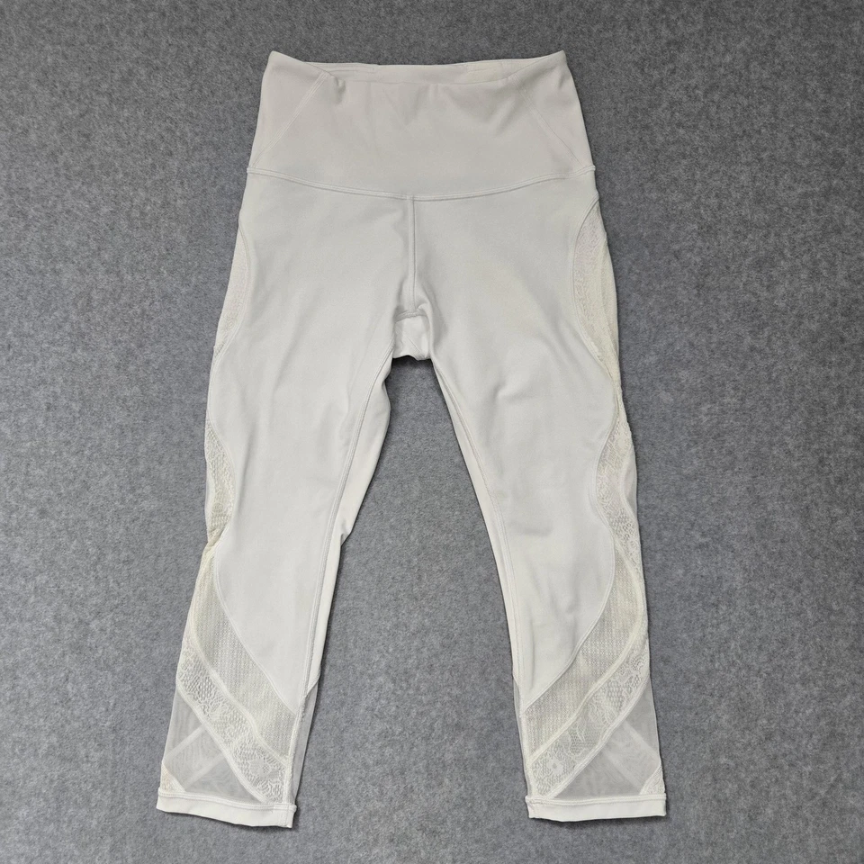 Pantalones Lululemon para mujer 6 calzas deportivas de yoga de tiro alto de malla de encaje blanco Foto 2 de 4