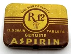 R12 Genuine Aspirin sign of purity vintage tin RX Manufacturing Co