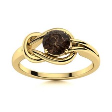 5MM Round Smoky Quartz Infinity Love Knot Ring 925 Sterling Silver Gold Plated