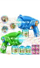 2 Pack Fully Automatic Bubble Gun Rocket Bubbles Machine Automatic Blower