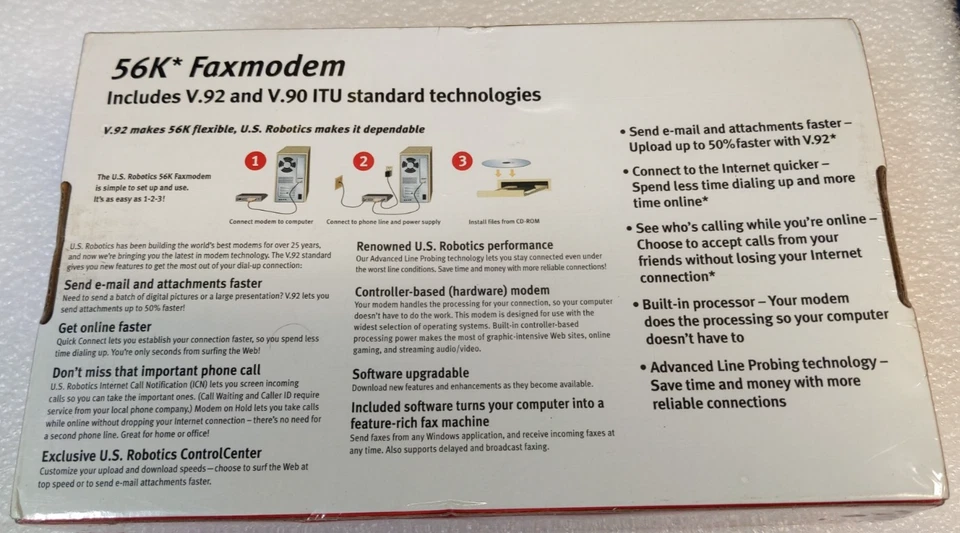 NEW Factory Sealed USRobotics 56K External Fax Modem Model 5686E V.92 V.90 ITU - Image 2 of 4
