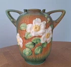 Roseville Pottery White Rose Wing-Handle Vase 979-6" c. 1940's MINT Condition