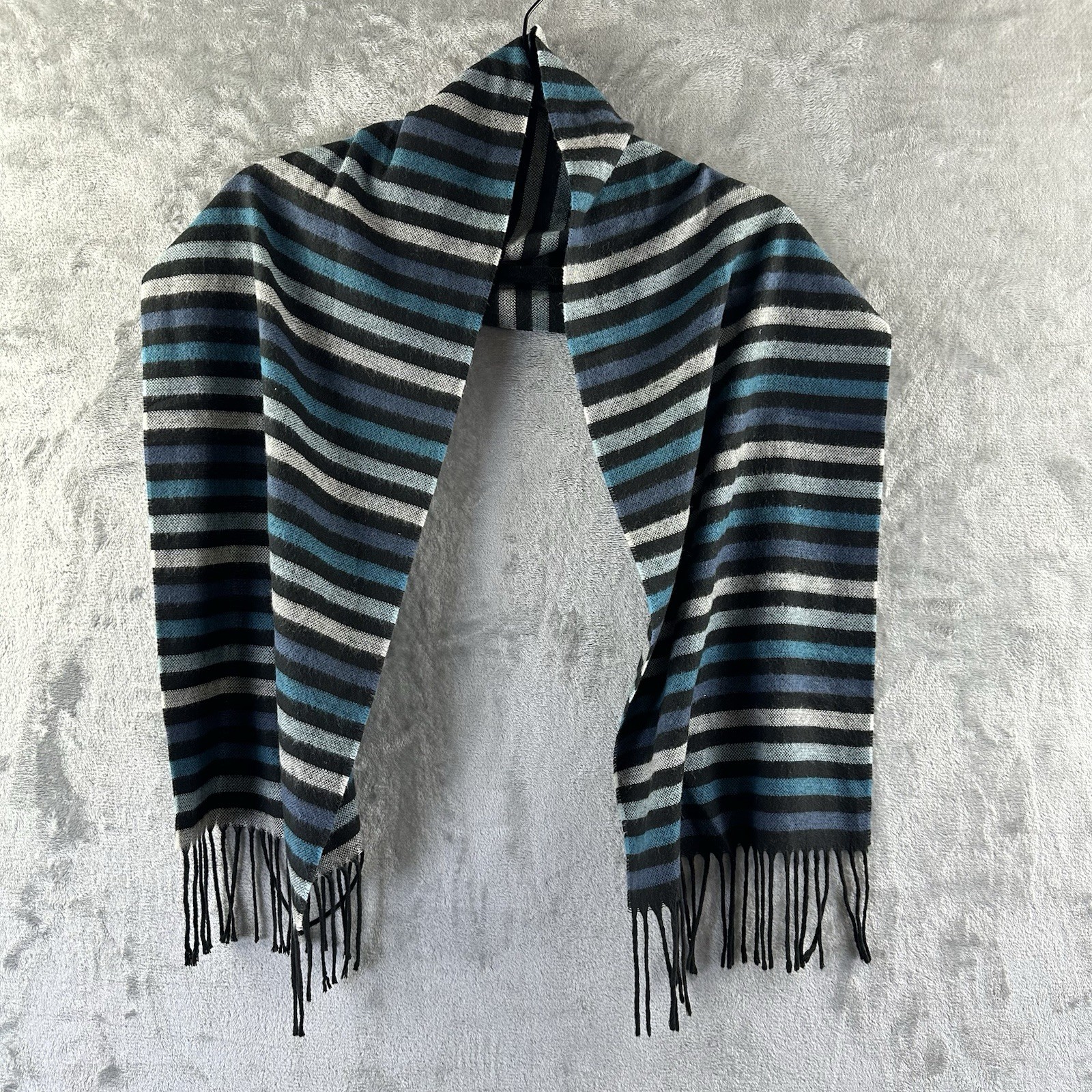 Rectangular Scarf Multicolored Stripes Turquoise … - image 1