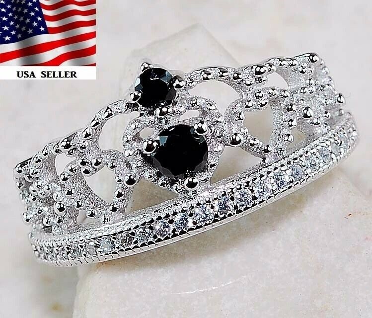 Tiara Heat Treated Spinel 925 Solid Sterling Silver Ring Sz 7 &5-3
