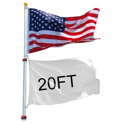 Outdoor 20ft Telescoping Flag Pole Kit with Aluminum Build & Accessories