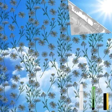 One Way Privacy Film, Window Tint for 17.5 in X 78.7 in, Silver-daisy 