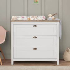 Tutti Bambini Verona Chest Changing Unit/ Table White & Oak Baby Storage Draws