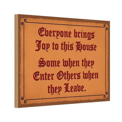 Holzschild 20x30 cm everyone brings joy this house Dekoration Deko Geschenk Holz