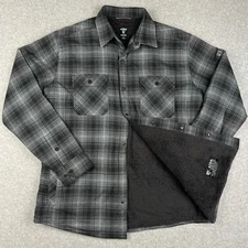 Kuhl Joyrydr Sherpa Lined Flannel Shirt Jacket Shacket Large Mens Grey Plaid