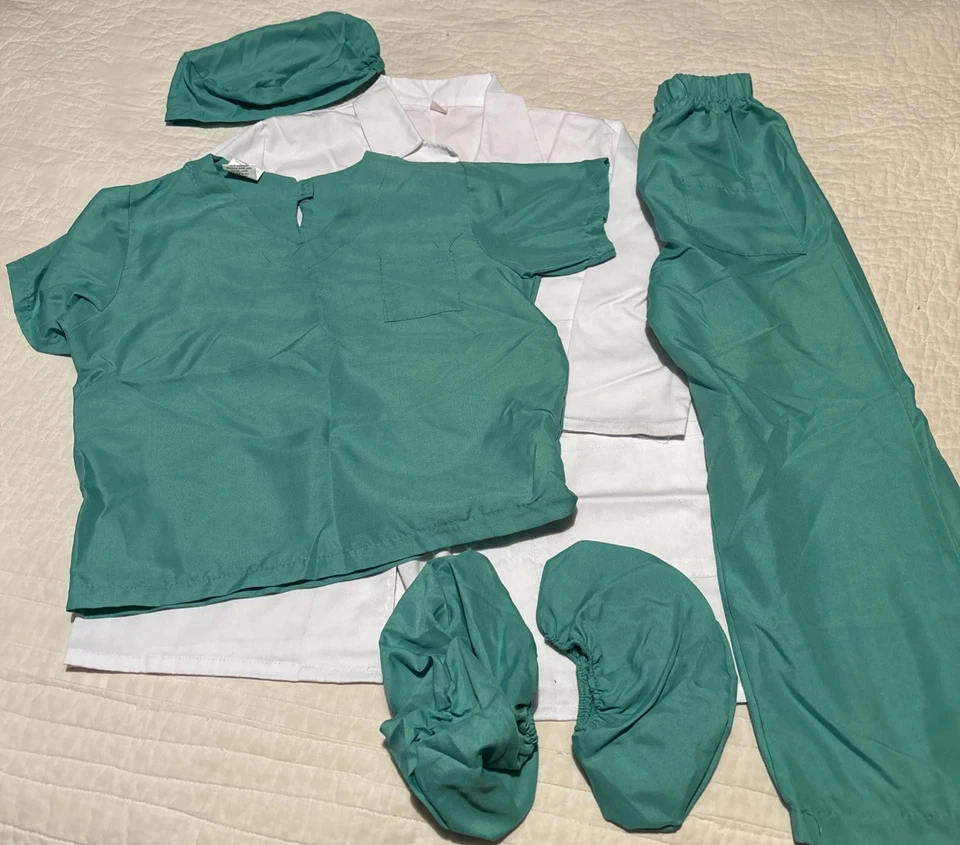 Doctor ER Surgeon Scrubs White Coat Halloween Costume Sm 4-6 NEW - Image 2 of 4