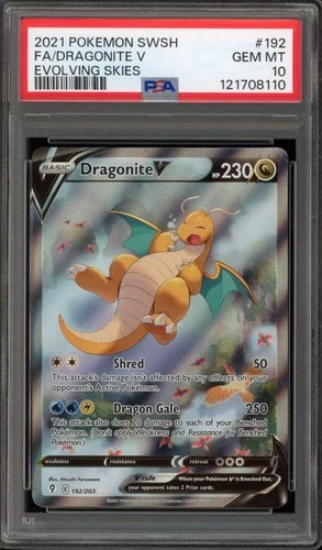 Pokemon Dragonite V Evolving Skies Full Alt Art #192 PSA 10 Gem Mint