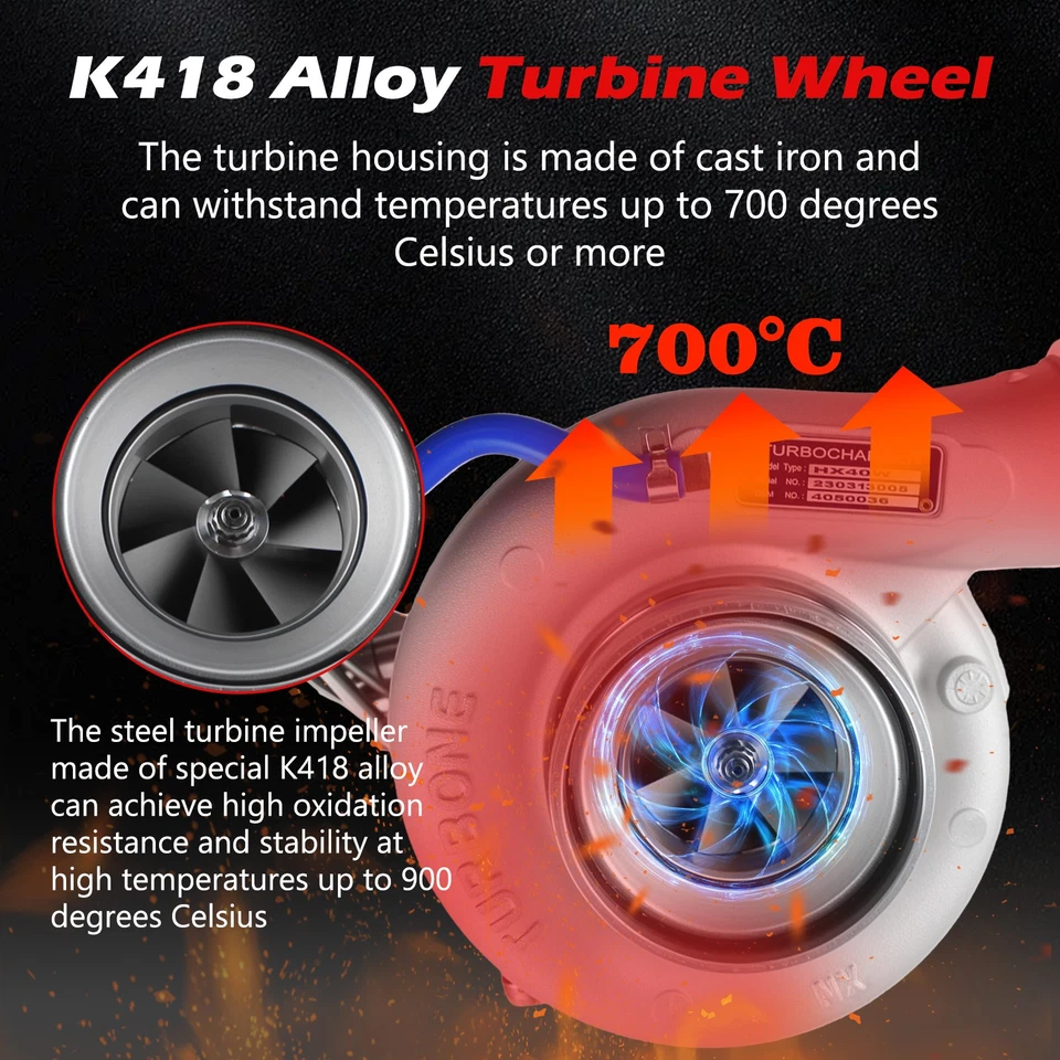 Upgrade Turbo 4050036 HX40W  For 1989-2002 T3 Flange Dodge Ram Cummins 5.9 600HP — 第 4/4 张图片