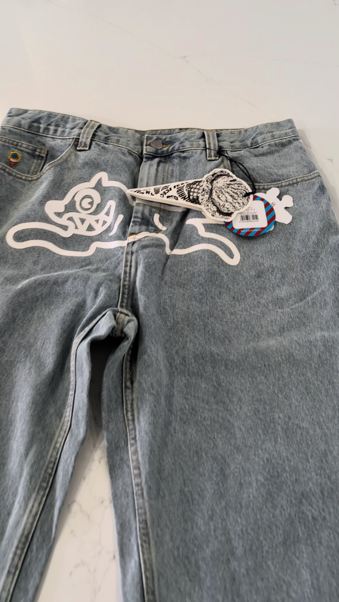 ICECREAM Billionaire Boys Club Running Dog Jeans Blue Wide Fit