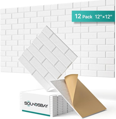 Soundsbay Self-Adhesive Peel & Stick Brick Wall Tile White 12x12 12 Pack 12ft²
