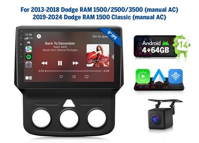 For 13-18 Dodge Ram 1500 9''Android Auto 4+64 IPS Car Stereo Wireless CarPlay RDS