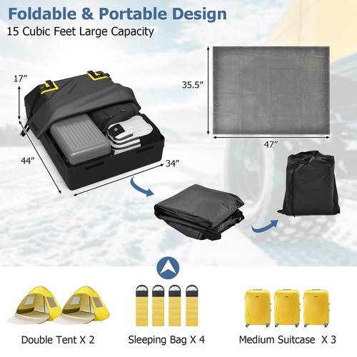 15 Cu.Ft Car Roof Bag 100% Waterproof Roof Top Luggage Bag for All Vehicles - Picture 2 of 10