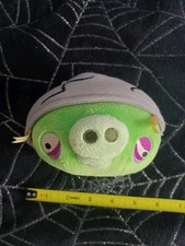 Angry Birds Green Corporal Pig Plush Cracked Helmet Bad Piggies 5" No Sound 