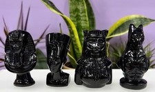 Wholesale 4 PCs Natural Black Obsidian Egyptian Carving Crystal Healing Energy