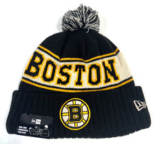 Boston Bruins NHL NE Retro Cuffed Knit Hat With Pom~Black