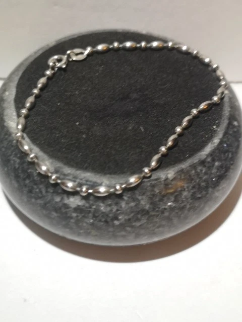 Vintage Sterling Silver Ball & Oval Bead Fancy Chain Bracelet 925