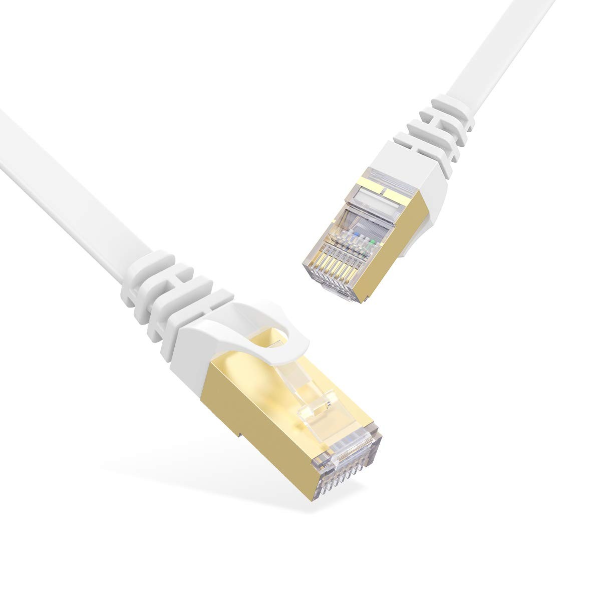 Cat7 Ethernet Cable 30 FT 10m White Flat High Speed LAN Network Patch Cord-image