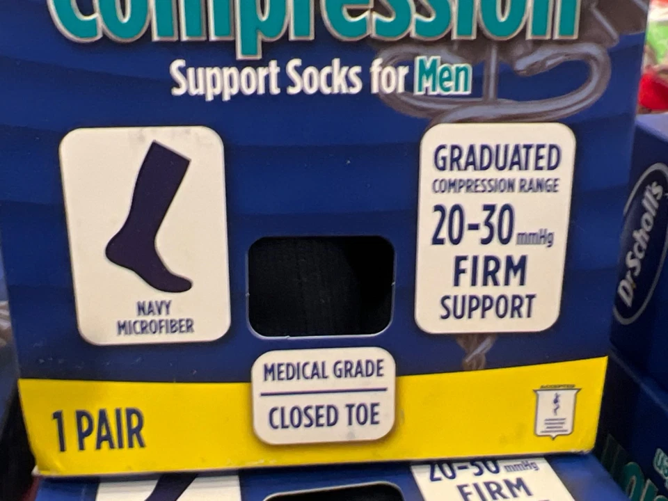 Calcetines de apoyo de compresión graduados Dr Scholls para hombre azul marino 20-30 mmHg talla X grande Foto 3 de 4