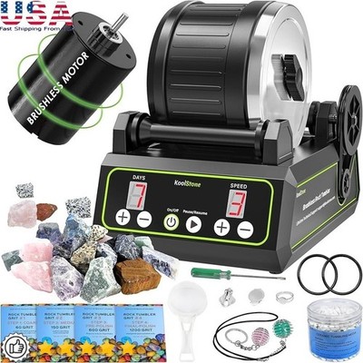Brushless Rock Tumbler Pro 2.5LB Large Capacity Quiet Polisher 3-Speed Timer Kid