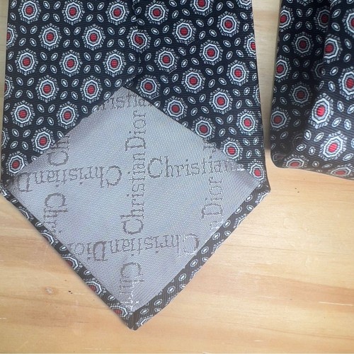 Corbata de seda Christian Dior Monsieur azul marino y rojo - Imagen 5 de 7
