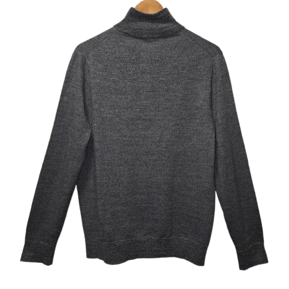 Express Men’s Merino Wool Quarter Zip Sweater  |  Dark Gray  |  Large - Image 4 of 4