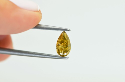 Pear Shape Diamond Loose Fancy Brown Orange VS2 Certified Enhanced 1.02 Carat - Picture 2 of 11