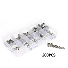 200pcs Stainless Steel Hexagon Socket Head Grub Screw Assortment Kit Screws