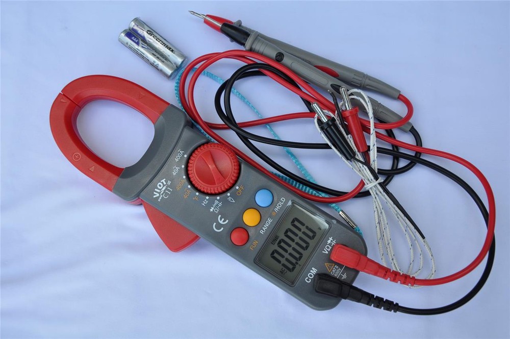 AC DC True RMS Clamp Meter Ammeter DMM+Capacitor Tester+Type K Thermocouple HVAC
